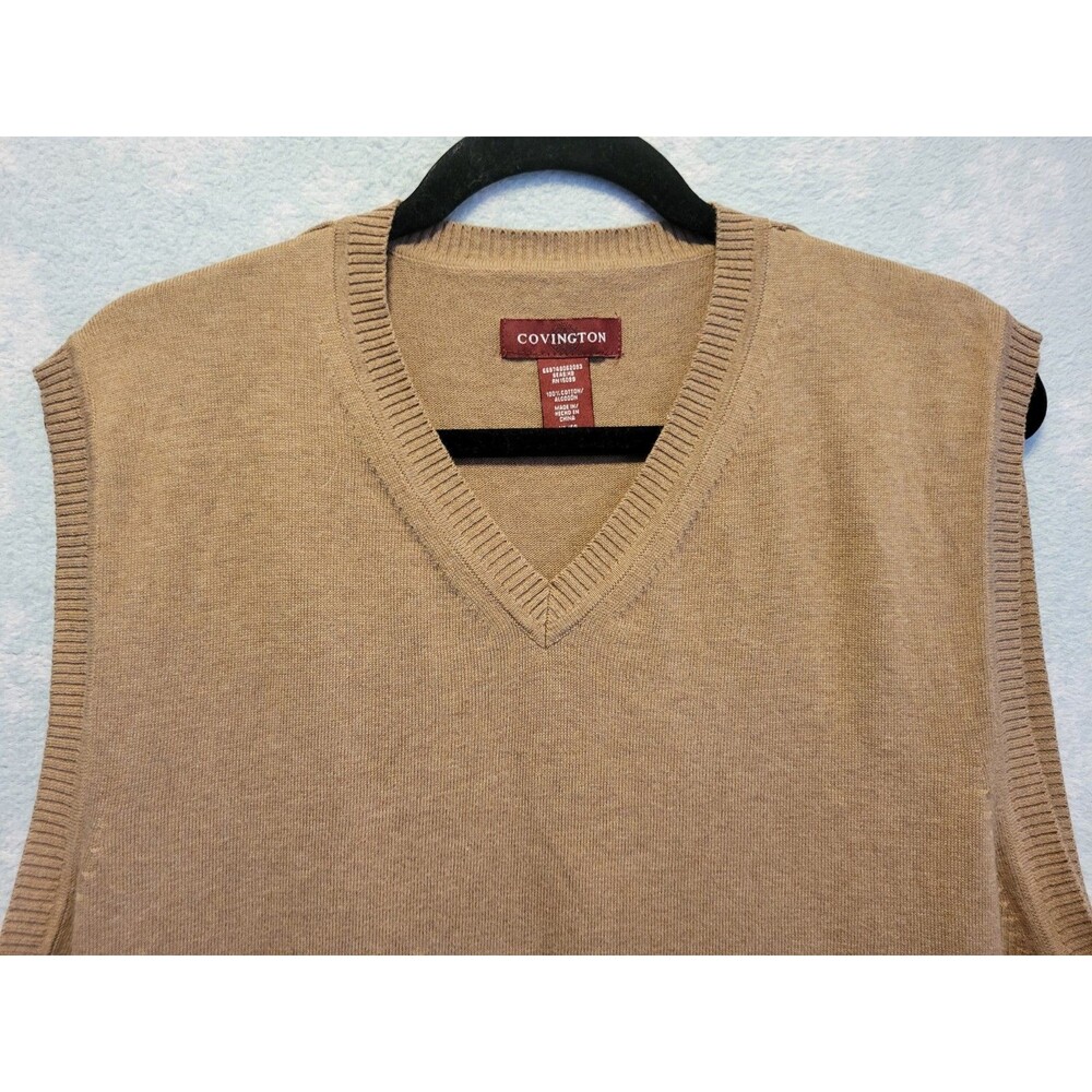 Mens Tan Sweater Vest XL Grandpacore Dadcore Preppy Old Money Lodge Rustic Cabin